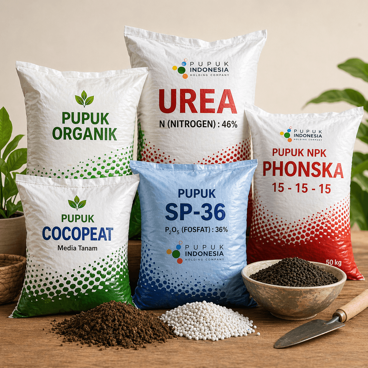 Karung pupuk berbagai jenis untuk kategori pupuk Wiragro.