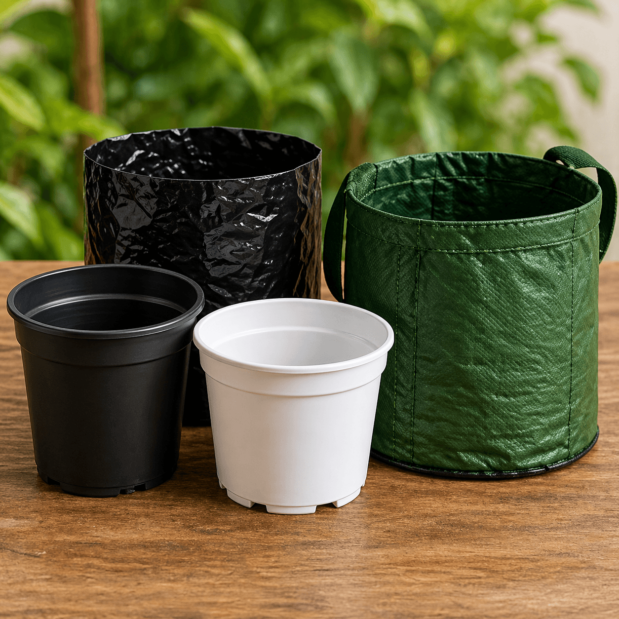 Polybag, pot plastik, dan grow bag untuk kategori polybag dan wadah tanam.