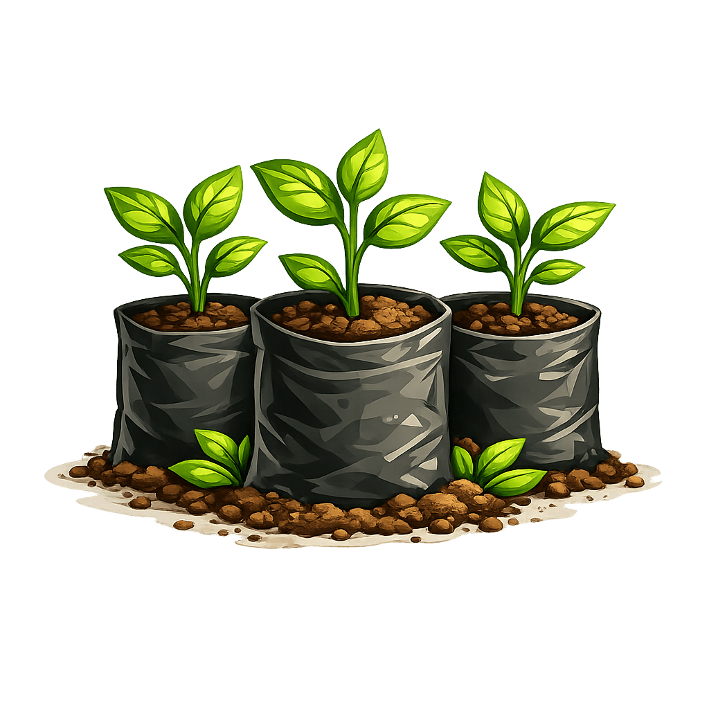 Bibit tanaman dalam polybag kecil untuk kategori bibit.