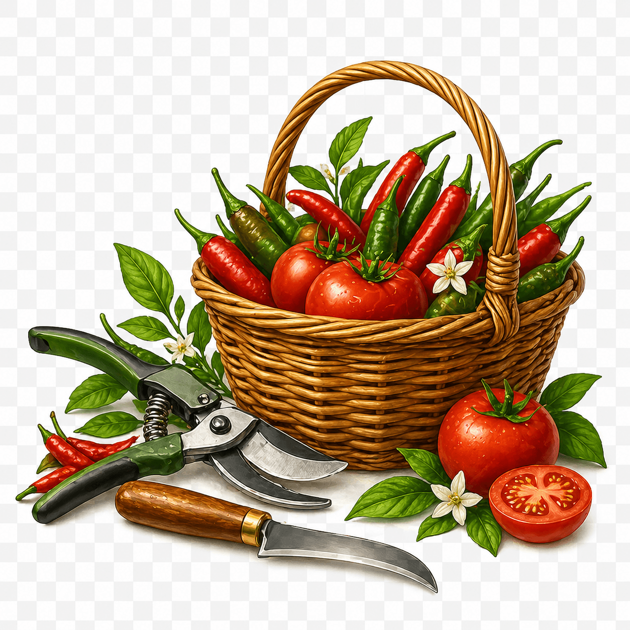 Keranjang dan alat panen untuk kategori peralatan panen.